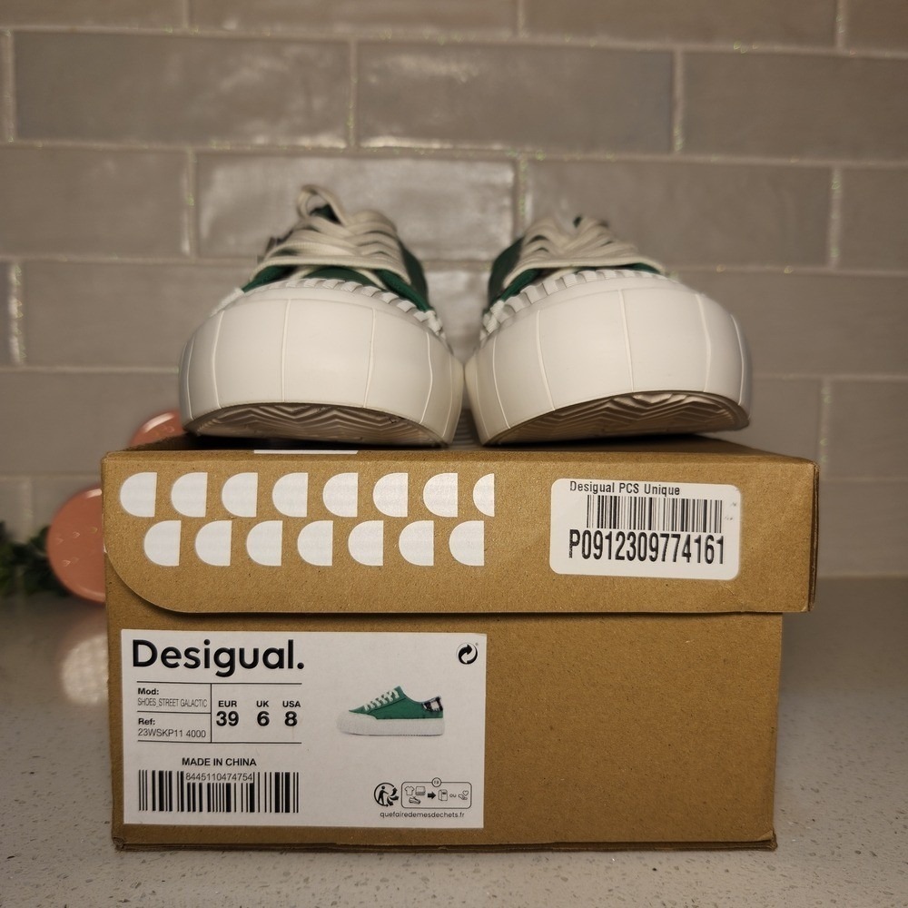 New Women's Desigual Leather Geometric Street Galactic Laced-up Sneakers, Size 8 - Picture 4 of 6